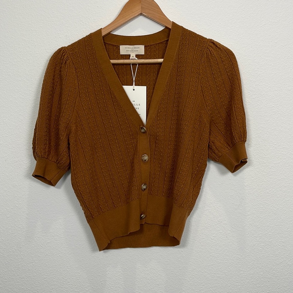 Sezane Brown V-Neck Sweater - Picture 2 of 9